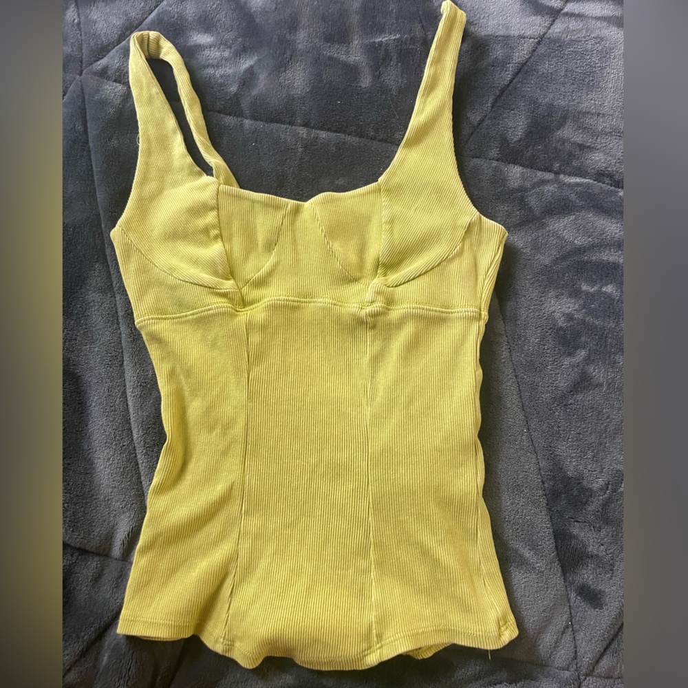NWOT Free People ribbed green tank top